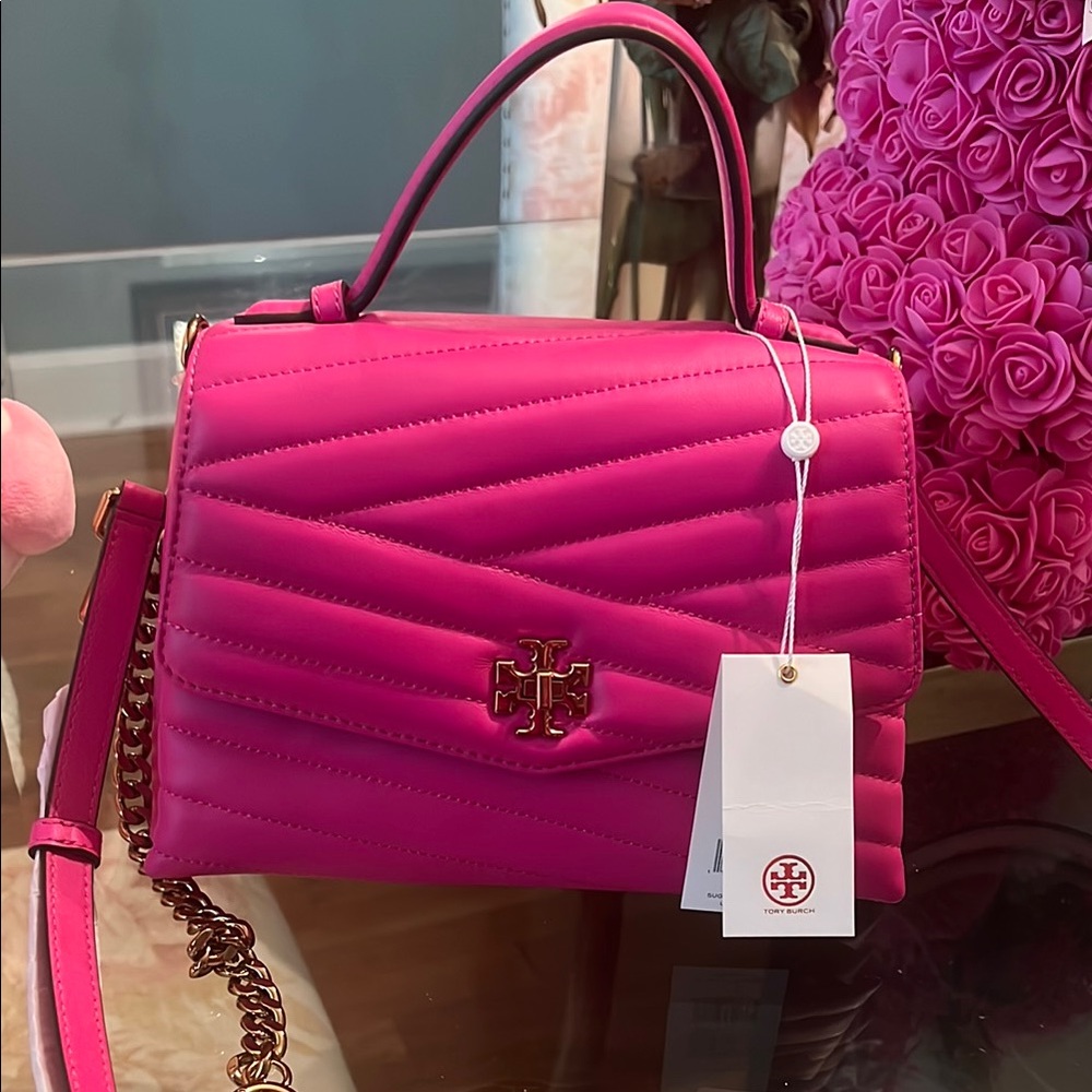 Tory Burch Pink Chevron Quilted Crossbody Bag